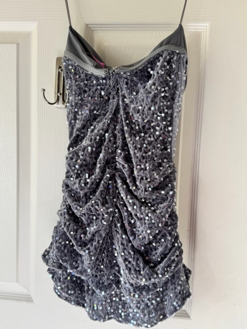 Edikted Charcoal Gray Sequin Mini Dress